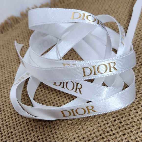 Authentic DIOR Ribbon, white with gold lettering, 2 pieces 26"L×.75"W - Picture 1 of 1